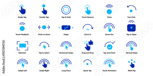 Set of blue water drop icons for web and design use.