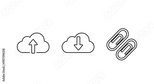Cloud Computing and File Attachment Icons Set