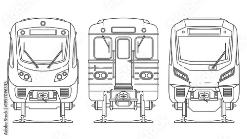 Architectural Subway Front Elevation Vector Set Minimalist Metro Train Line Art Icons for Urban Wayfinding and Smart City Branding