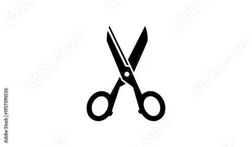 Minimal cutting scissors icon flat black vector isolated on white background