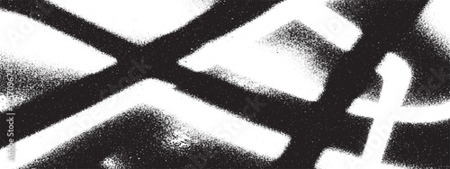 Abstract graphic black and white lines, spray paint texture effect, bold intersecting strokes, urban art style, dynamic energetic background, graffiti art element, contemporary design resource, abstra