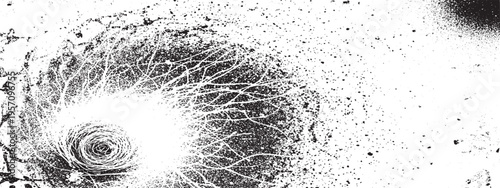 Abstract black ink texture background, speckled spray paint effect, organic circular pattern, grunge artistic surface, contemporary graphic design, textured dark backdrop, abstract expressive art, dig