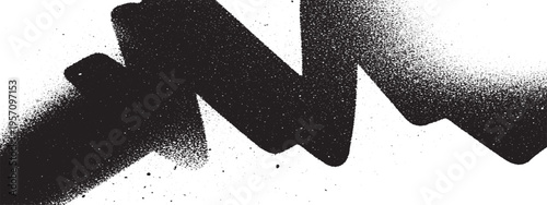 Obraz na plátně Black abstract spray paint stroke with textured splatter effect on white backgro