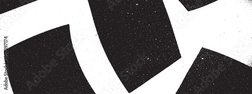 Black and white graphic abstract shape with spray paint texture and grunge effect, modern design element, urban art