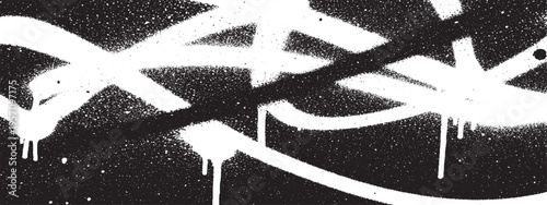 Abstract white scribbled lines and splatter effect with drips on dark background, urban graffiti art, spray paint