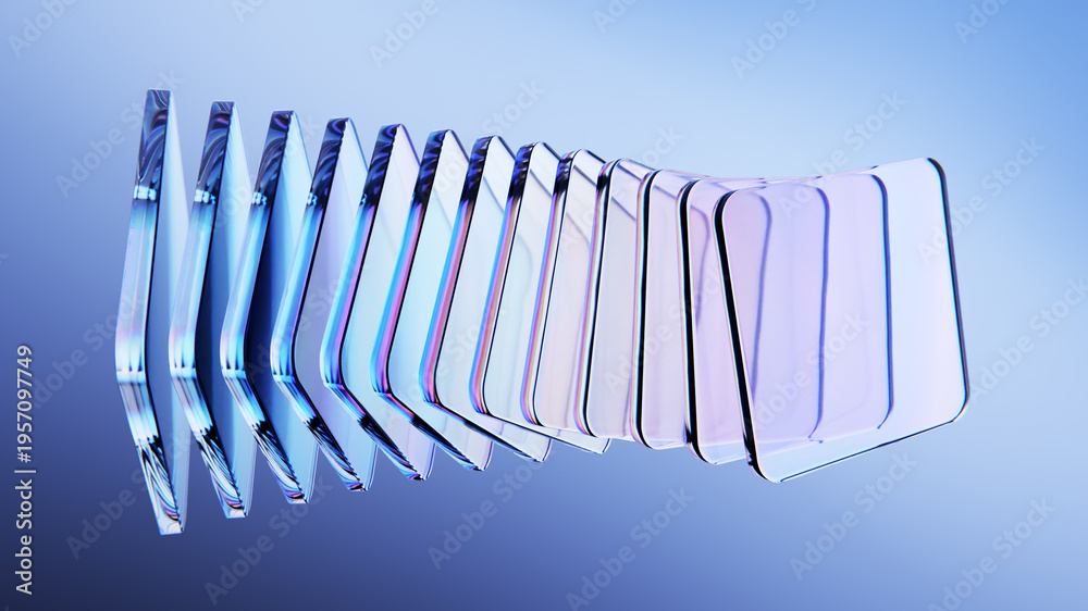 Fototapeta premium Elegant thin minimalist glass panels on gradient background
