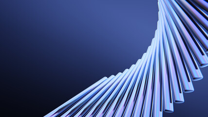 Abstract spiral design with a gradient blue background and metallic elements