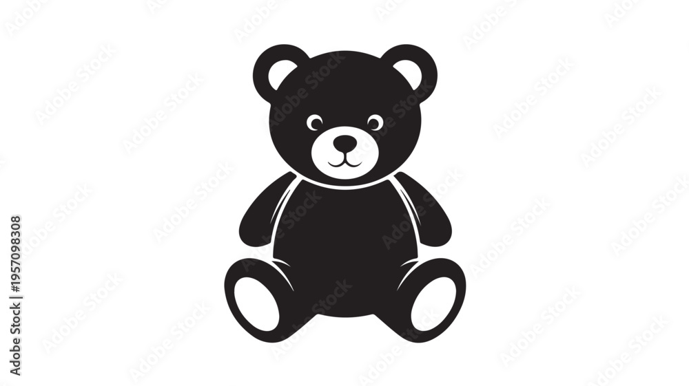 Fototapeta premium Black teddy bear sitting cute isolated vector illustration flat design