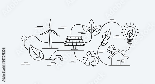 Set of eco friendly and renewable energy icons vector