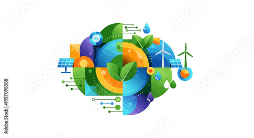 Set of eco friendly vector icons, sustainable earth symbols