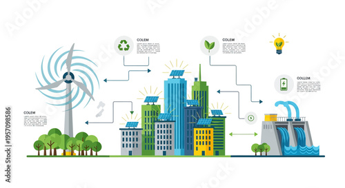 Set of eco-friendly city vector icons and infographics elements