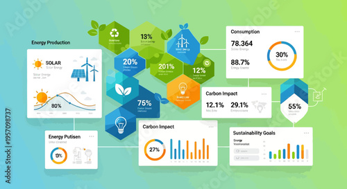 Set of 12 infographic elements vector, eco-friendly sustainability charts