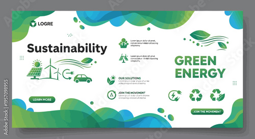 Eco-friendly sustainability banner template vector, green energy