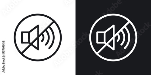 No sound sign set in black and white stroke lines