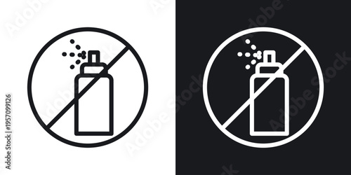 No spray can allowed sign set in black and white stroke lines
