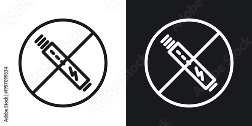 No vaping icon set in black and white stroke lines