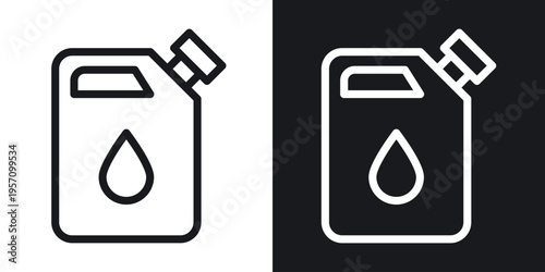 Oil can icon set in black and white stroke lines