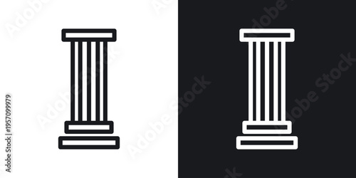 Pillar icon set in black and white stroke lines