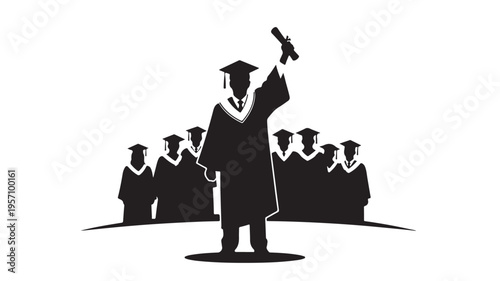 Graduate triumph celebration with diploma vector illustration flat design