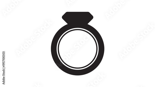 Black wedding ring isolated on white background flat design vector illustration