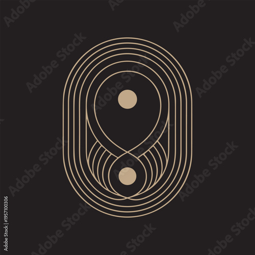 Golden infinity symbol with dual circles