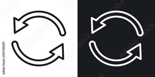 Reload button icon set in black and white stroke lines