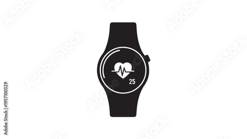 Smartwatch showing heart rate and calories burned vector illustration flat design minimalist fitness tracker