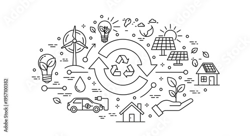 Set of eco friendly icons vector, sustainable living symbols