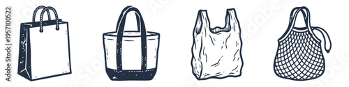 Four Types Of Bags. High quality stock illustration with clear subject focus, cohesive composition, and versatile commercial applicability across branding, editorial, and digital publishing workflows.