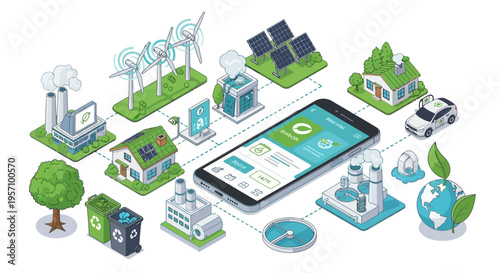 Set of 16 eco friendly technology icons vector