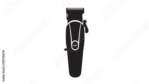 Electric shaver grooming tool black and white flat design vector illustration