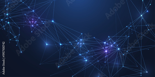 Global network connection concept. Big data visualization. Social network communication in the global computer networks. Internet technology. Business. Science. Vector illustration