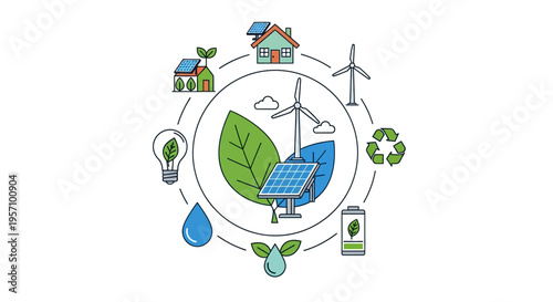Set of eco friendly icons vector, sustainable living symbols