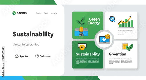 Set of 6 sustainability vector infographics