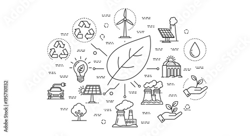Set of eco friendly icons vector, sustainable living symbols