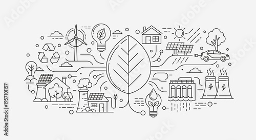 Set of eco friendly and sustainable living icons vector