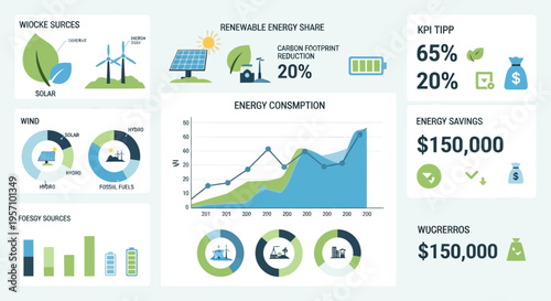 Set of 12 renewable energy infographic elements vector