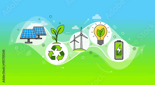 Eco friendly icons vector, sustainable energy symbols set