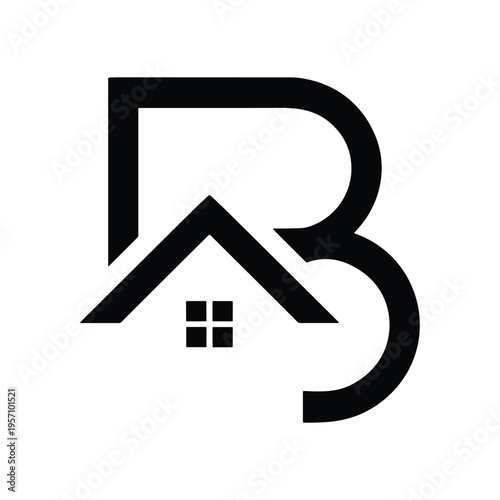 Black logo of a house integrated into letter b