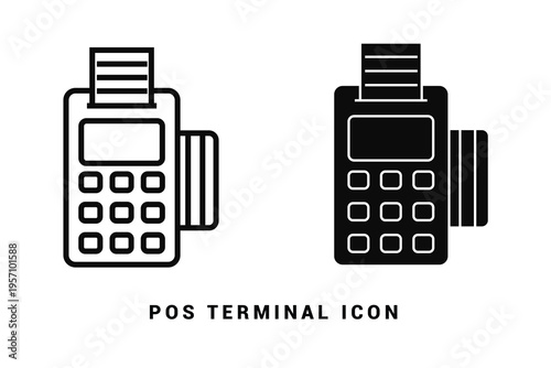 POS terminal payment sign icon set