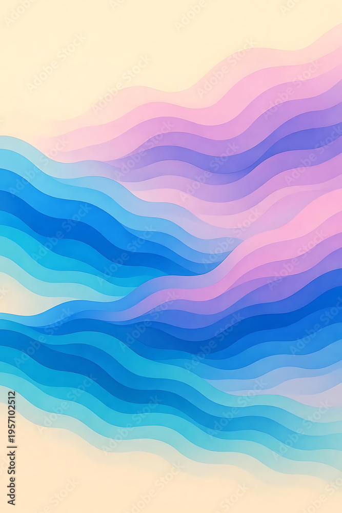 Fototapeta premium The result features dynamic blue and turquoise waves from the first image beautifully