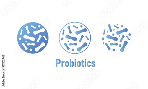 Probiotics Illustration Gut Bacteria and Microbiome Icon Set