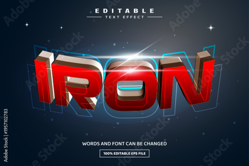 Iron 3D editable text effect template