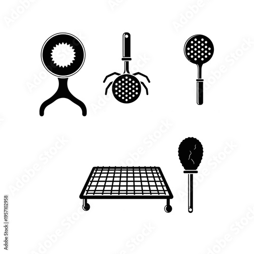 Hair dryer and styling tools on a grid cart