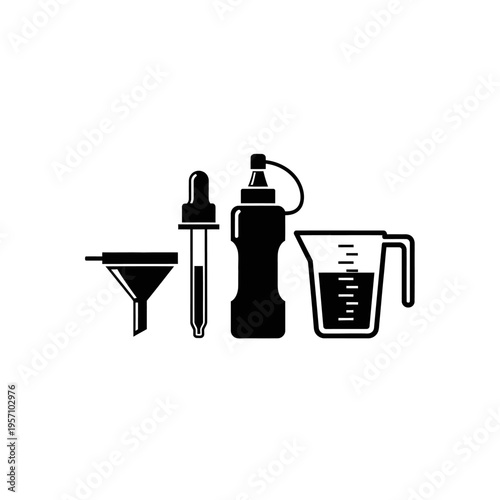 Laboratory equipment for mixing and measuring chemicals in a science lab setting with a dropper