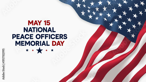 American flag on National Peace Officers Memorial Day vector