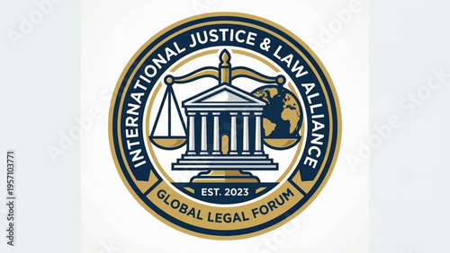 Vector law logo with scales and columns for legal business