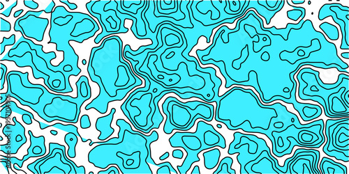 Abstract seamless pattern featuring blue waves and fishes in a vector art style with a decorative floral swirl texture for textile wallpaper and tile backdrop design