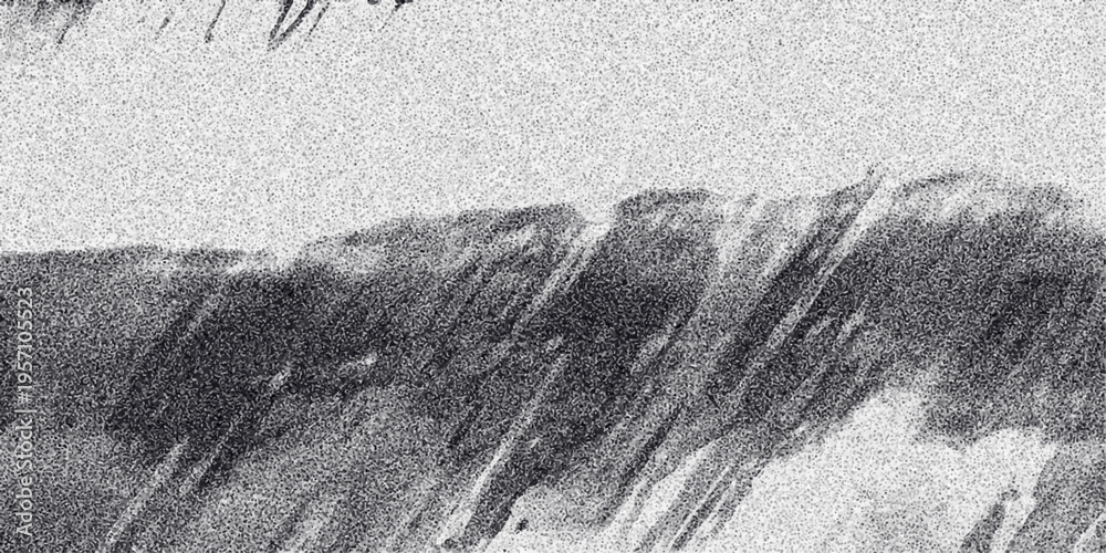 Fototapeta premium Abstract monochrome horizontal composition with textured diagonal lines and a grainy overlay, evoking a sense of movement and organic form for creative backgrounds and visual art projects