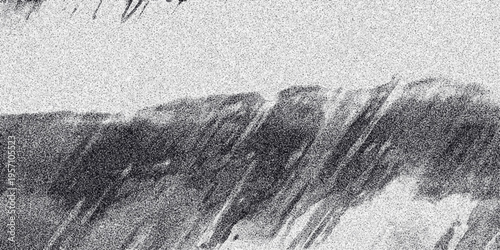 Abstract monochrome horizontal composition with textured diagonal lines and a grainy overlay, evoking a sense of movement and organic form for creative backgrounds and visual art projects